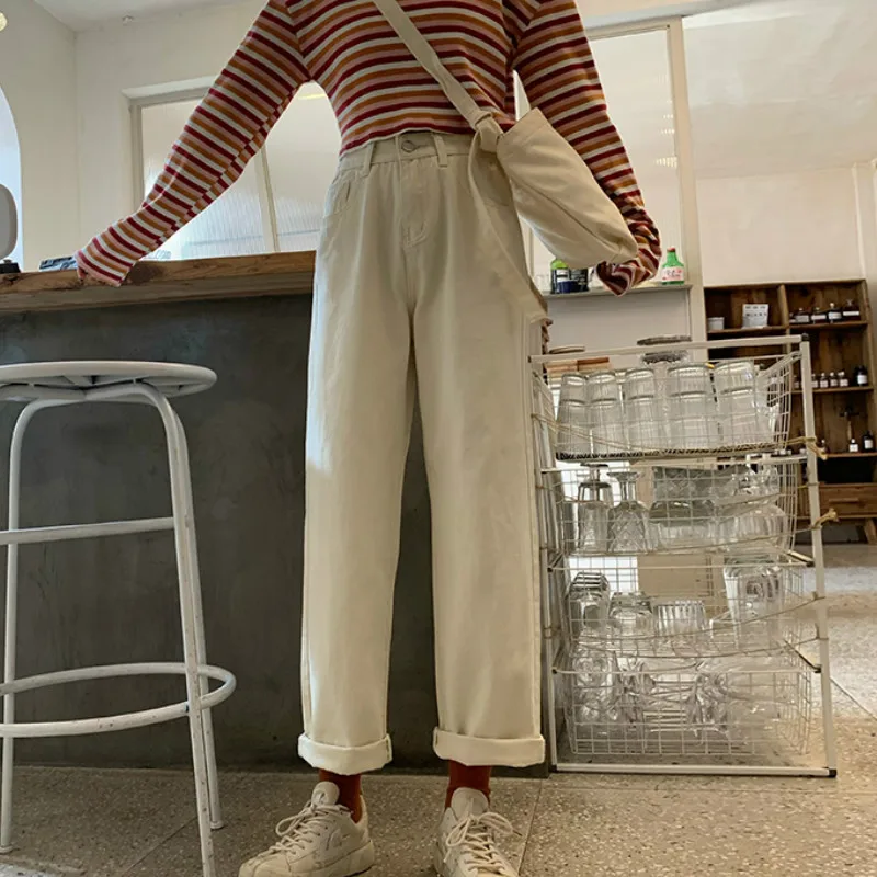 Джинсы женские в стиле ретро с высокой талией и широкими штанинами | Женская