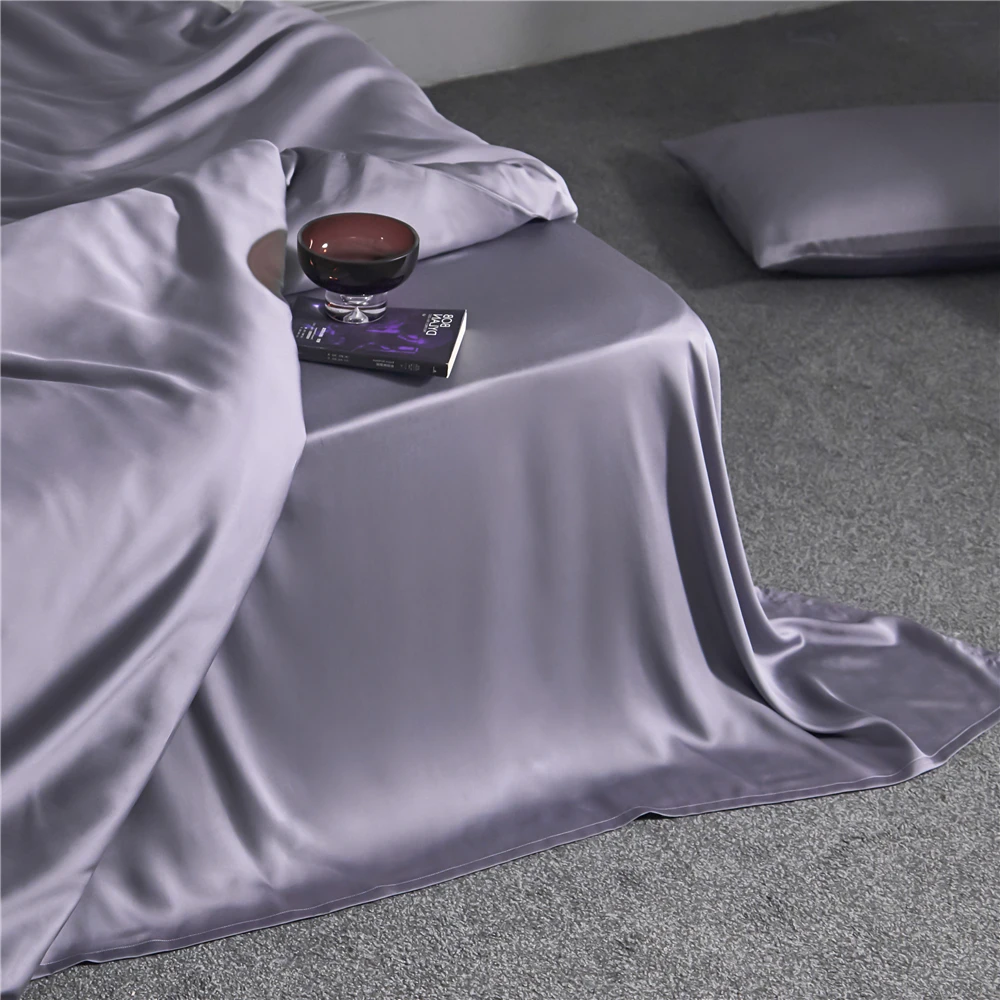 

Lofuka Luxury Gray 100% Silk Bedding Set Beauty Duvet Cover Flat Sheet Or Fitted Sheet Pillowcase Queen King Bed Set For Sleep