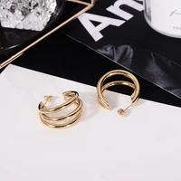 yun ruo vintage elegant curve stud earrings chic 18 k gold plated woman titanium stainless steel jewelry never fade anti allergy