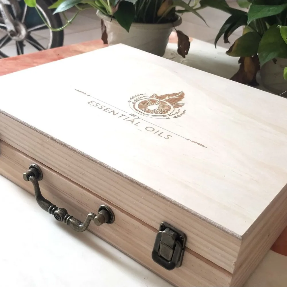 

68 Slots Large Size Wooden Essential Oils Box Solid Wood Case Holder Aromatherapy Bottles Storage Organizer
