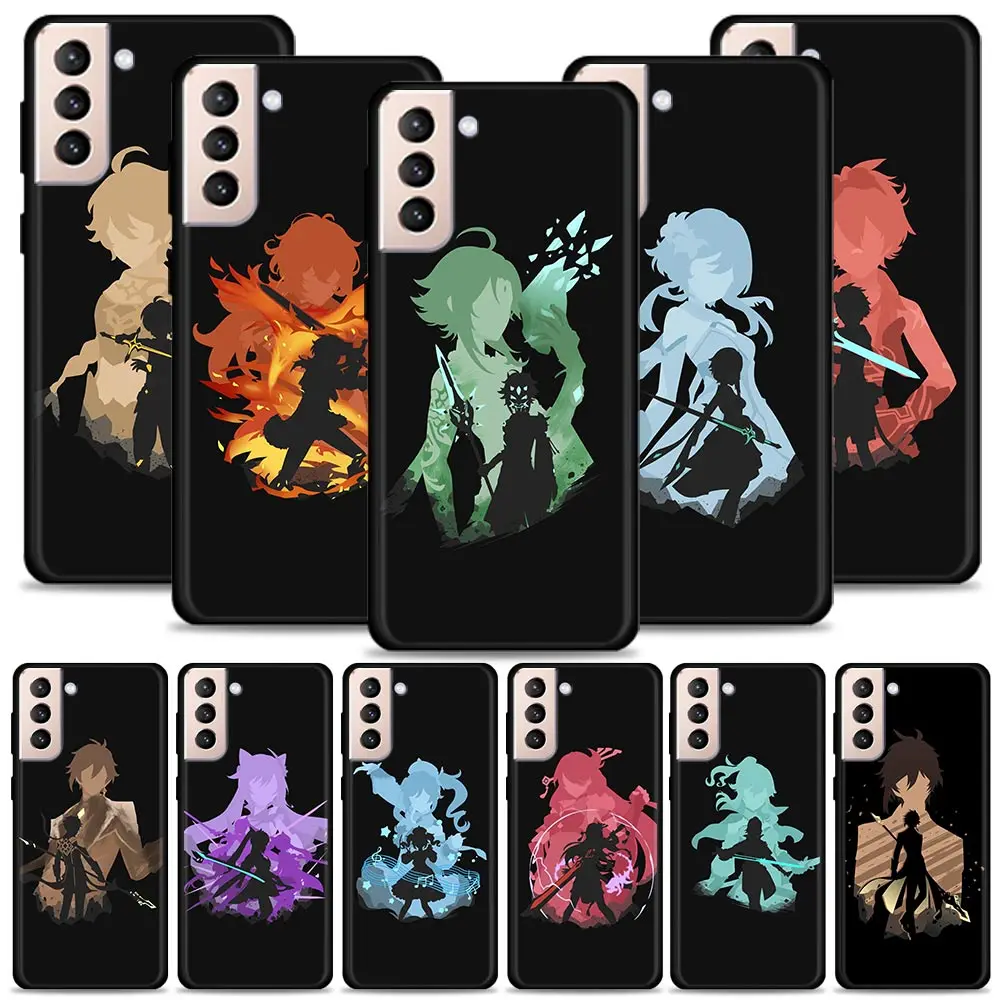 

Phone Case For Samsung S21 S20 Ultra S10 Plus Lite S21 S20 FE 5G Galaxy S10e S9 S8 S7 Edge Silicone Shell Genshin Impact Anime