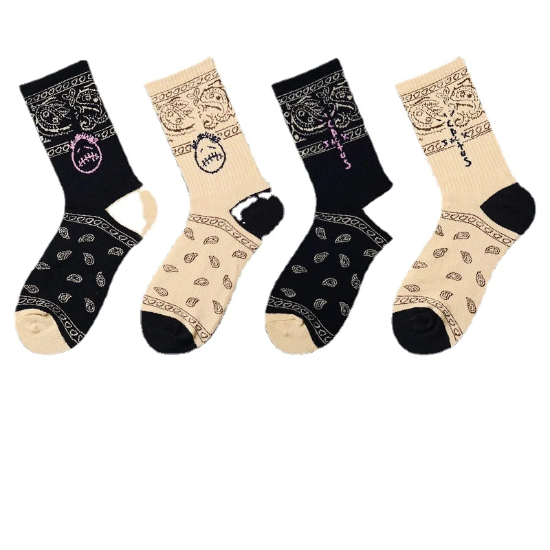 

grimace Cashew Flower Socks High-top Customized Black Face AF Pattern Matching Cotton Socks Men's and Women's Stockings Fashion
