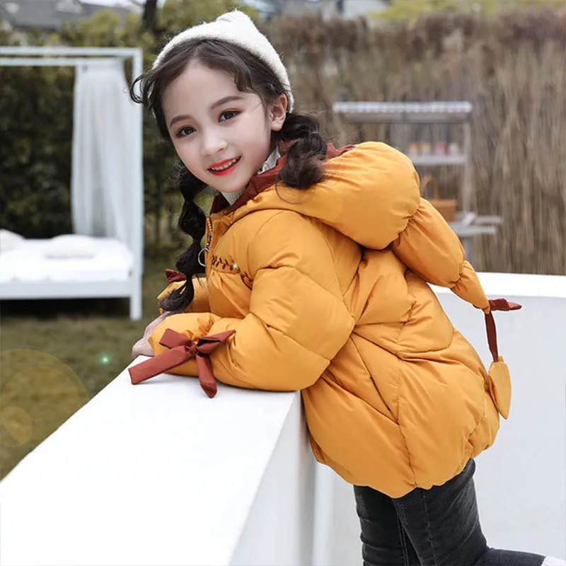 

Girls Fashion Christmas Hat Outerwear Infant Kids Casual Hooded Solid Color Coat Children Baby Down Jacket Thicken Warm Clothing