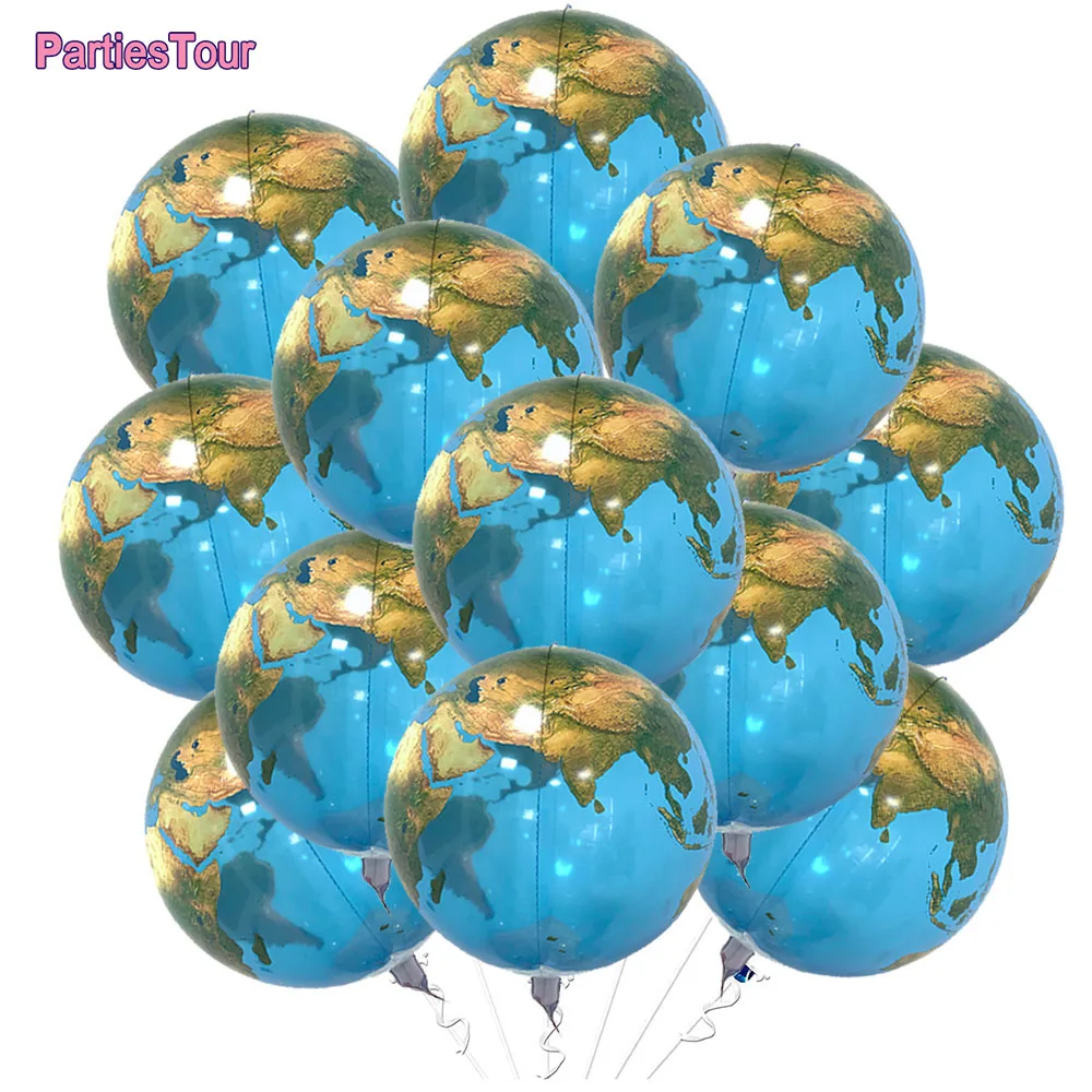 12pcs  22" Planet Earth Globe Ballons Jumbo Bubble 4D Helium Balloon Galaxy Travel Theme Party Birthday Party Decorations Globos