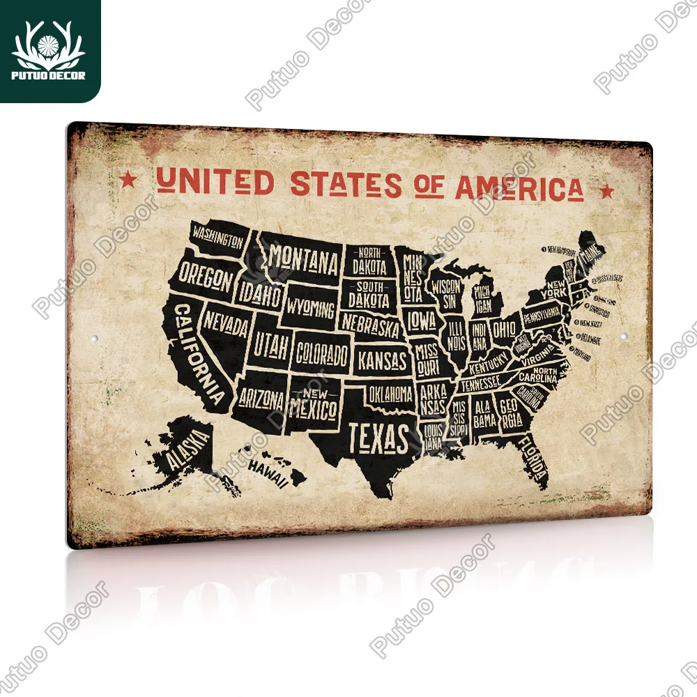 

Putuo Decor America Aluminum Sign Plaque Metal Vintage Metal Signs Poster Home Wall Decor for Studio Living Room Club Decoration