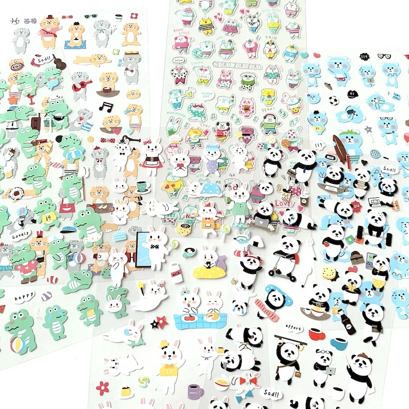Объемные супер милые аниме наклейки бренда Kawaii кролики ежики медведь панда