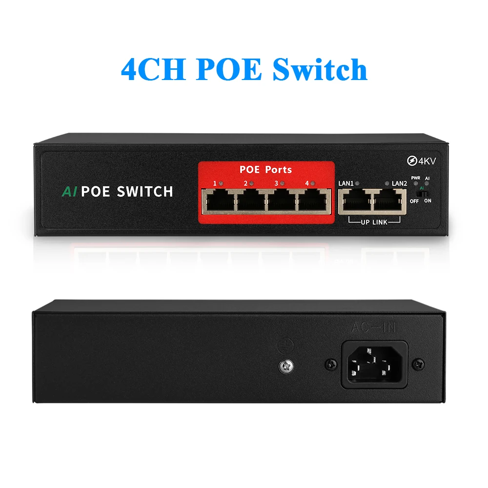 Techage 48V 4CH 8CH сетевой коммутатор питания через Ethernet с 10/100 Мбит/с IEEE 802 3 af/at Over для IP