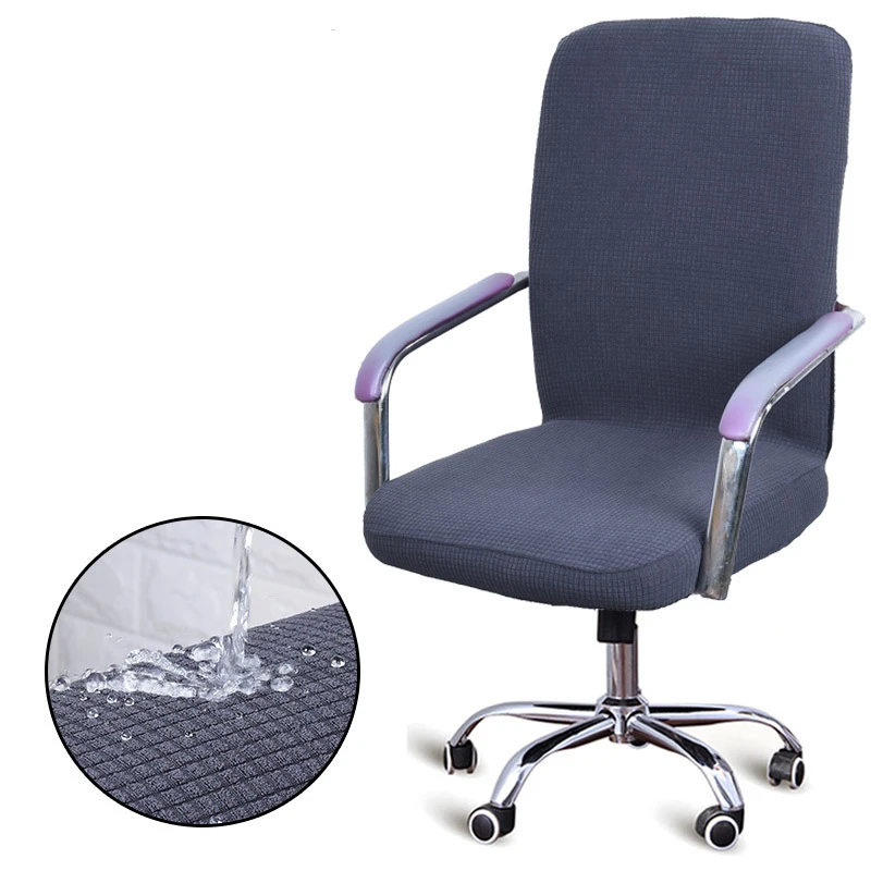 

Home Waterproof Spandex Polar Fleece Computer Arm Chair Cover Office Solid Simple Grid Chair Covers S M L Elastic Chair Covers