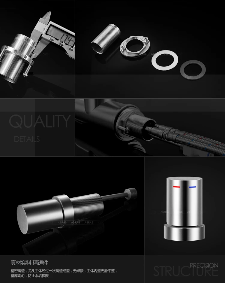 

Asras AS-3042 304 Stainless Steel Kitchen Faucet Pull Out Lead-Free Hot Cold Water Mixer Tap Sprayer Single Handle Free Shipping
