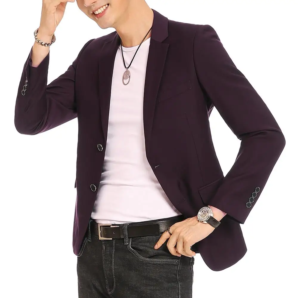 Деловой мужской однотонный Блейзер yunmoon деловой облегающий пиджак для деловых и