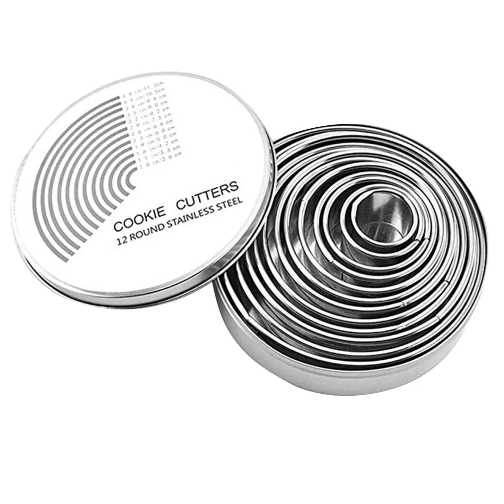 12 шт Круглый резак для печенья и Набор кондитерских резаков из нержавеющей стали