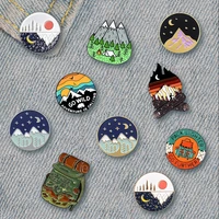 creative camping series trendy oil drop brooch pin denim bag gift for friends men women fashion jewelry decorat