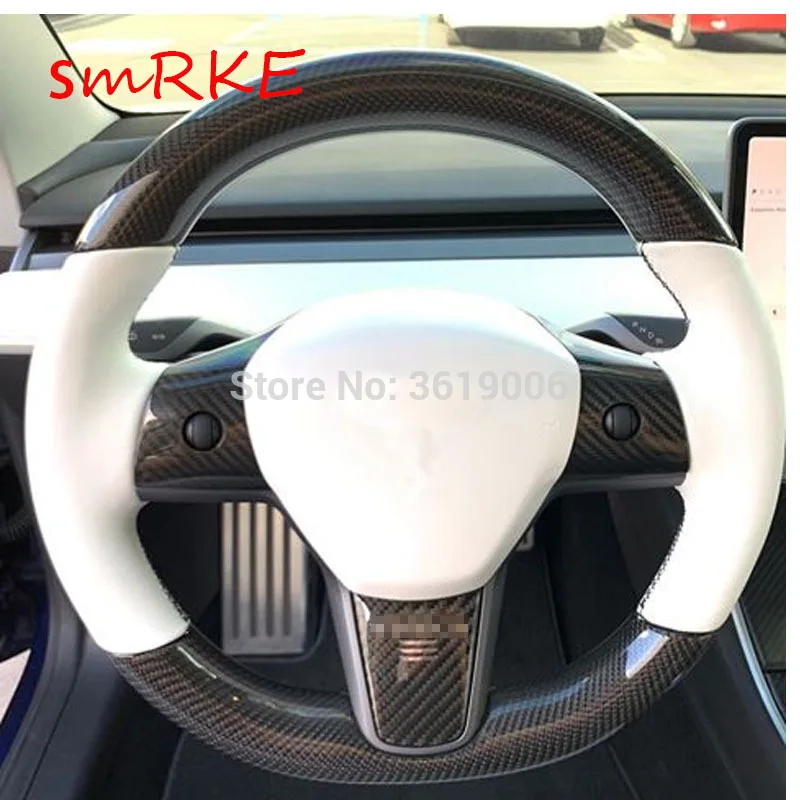 Для Tesla модель 3 DIY ручной работы чехол рулевого колеса автомобиля углеродного