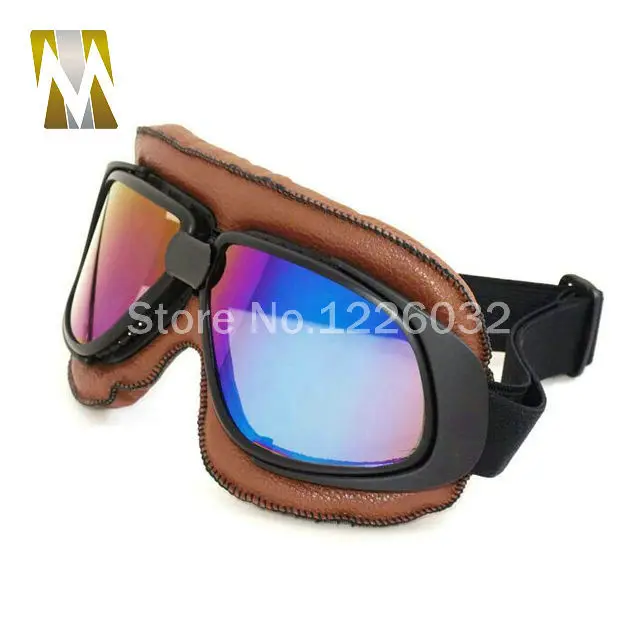 Коричневые кожаные очки для скутера мотоциклетные езды на мотоцикле гоночные