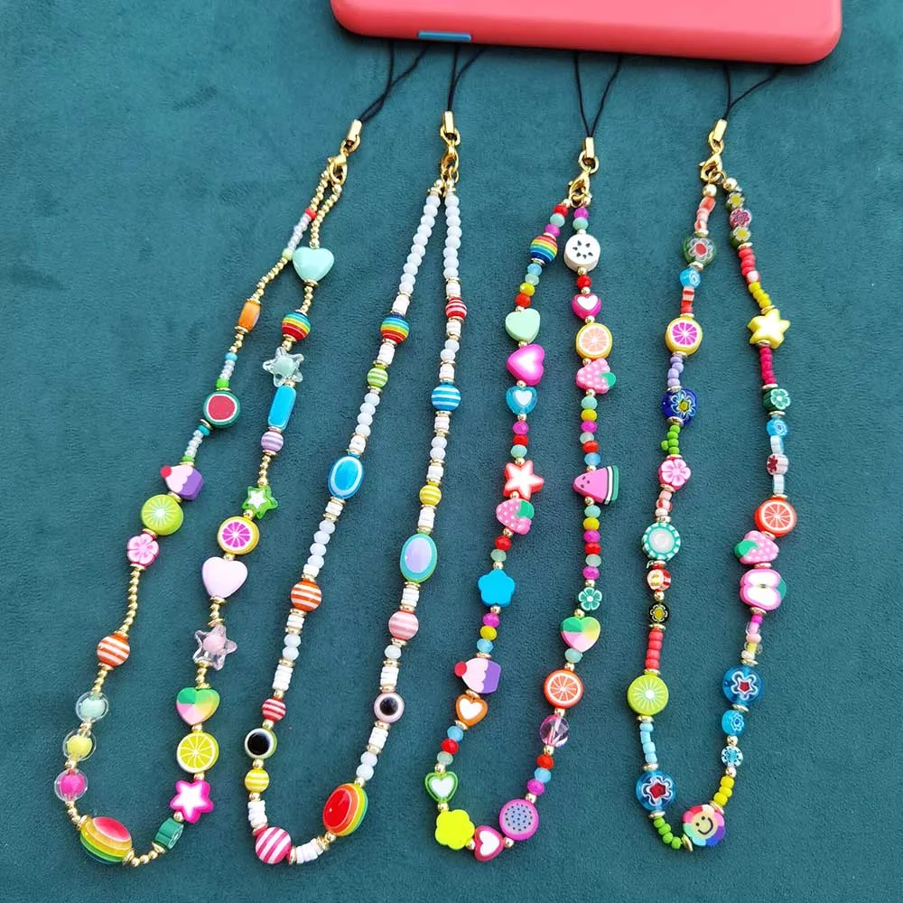 Universal Phone Charm Strap Mobile Chain Multi Color For Girls Phone Choker key Chain Strap Lanyard for Keys  Lady Gift