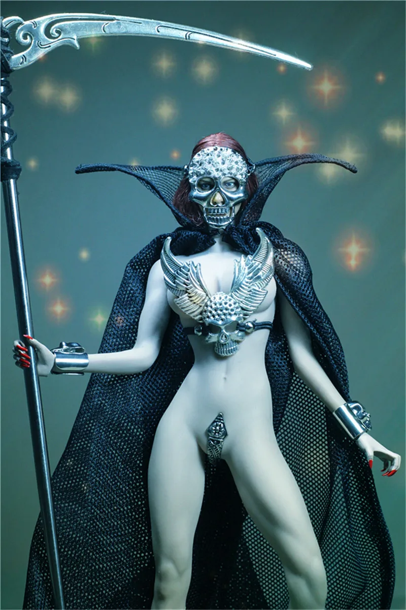 

Mnotht 1/6 Scale Venetica Black Bag Cape with Metal Skull Mask Corset T-back Clothing Set for 12in Action Figure Toy