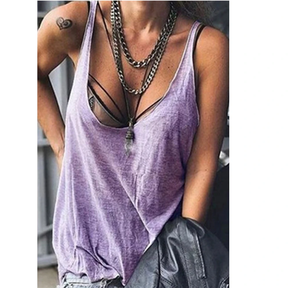 

2021 summer new style European and American women's sexy solid color camisole top T-shirt plus size women's clothing