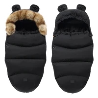 footmuff for stroller baby sleeping bag winter warm detachable fur collar black envelope sleepsack cocoon diaper changing