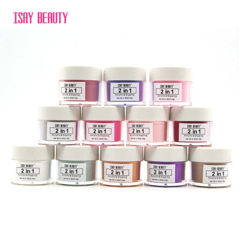 ISAYBEAUTY 2 в 1 акриловый и погружной порошок 10 г блеск не УФ-светильник для