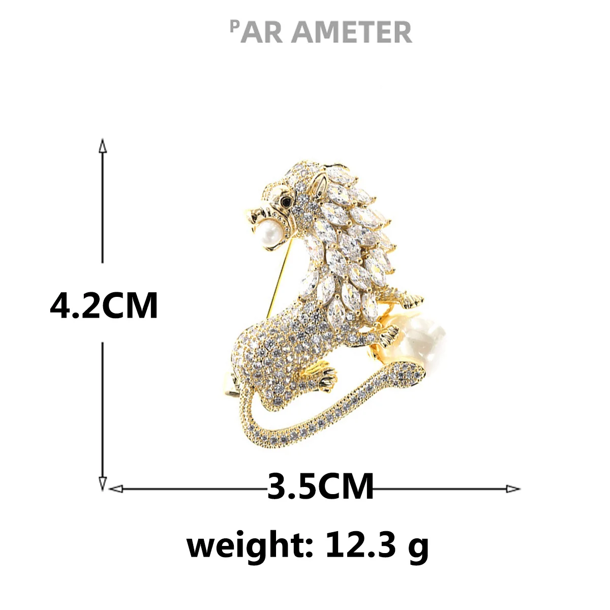 Брошь Лев высококачественная изысканная брошь с жемчугом Очаровательная