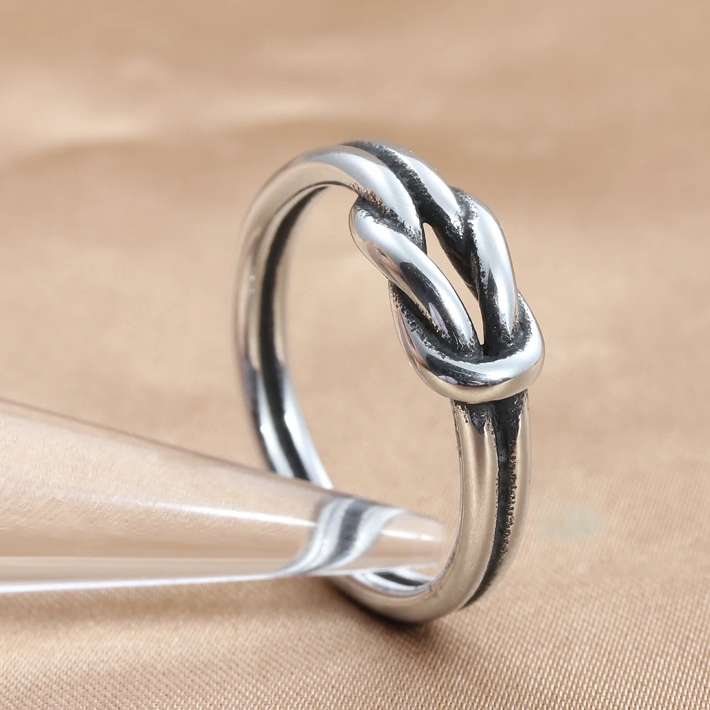 Модное кольцо из нержавеющей стали с вырезами и узлом для пар мужчин женщин