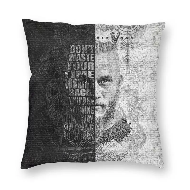 

Vikings Quotes By Ragnar Lothbrok Cushion Cover Norse Valhalla Warrior Throw Pillow Case for Living Room Pillowcase Home Decor