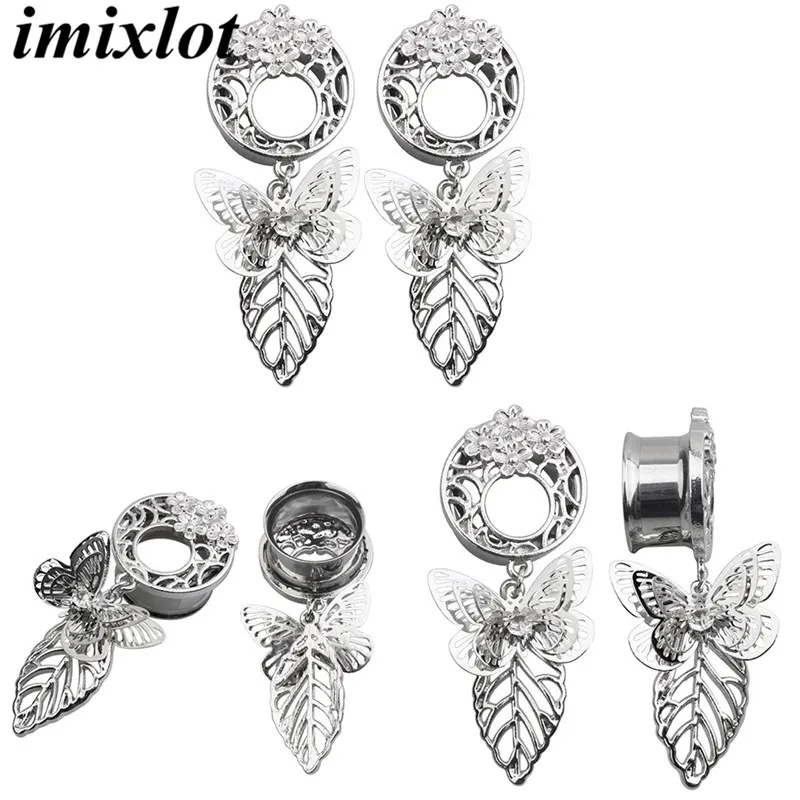 Imixlot 2 шт. туннельная заглушка в форме бабочки для пирсинга спиральные рандомные