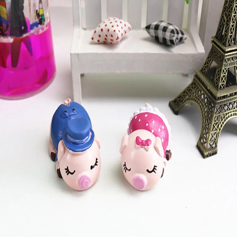 Творческий 2 шт. смолы свиней миниатюрные украшения пара фигурка ремесел для