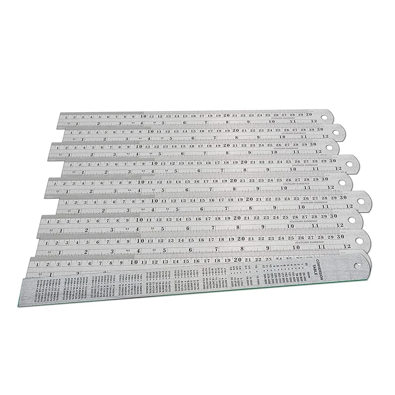 

Stainless Steel Ruler 10-Pack - Measuring Set Of 12-Inch/30Cm Metal Rulers With Imperial Metric Scale & Conversion Table