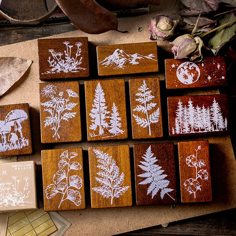 2019 винтажные деревянные резиновые штампы серии джунглей для канцелярских