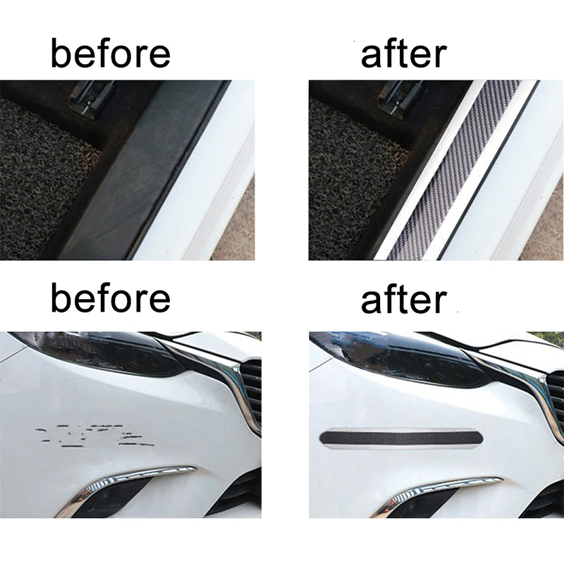 1 м автомобильный бампер полоса из углеродного волокна резиновый порог протектор