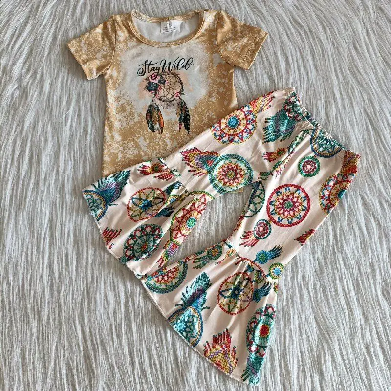 Детская одежда Осенняя для девочек с принтом wind chime Милый дизайн Одежда коротким