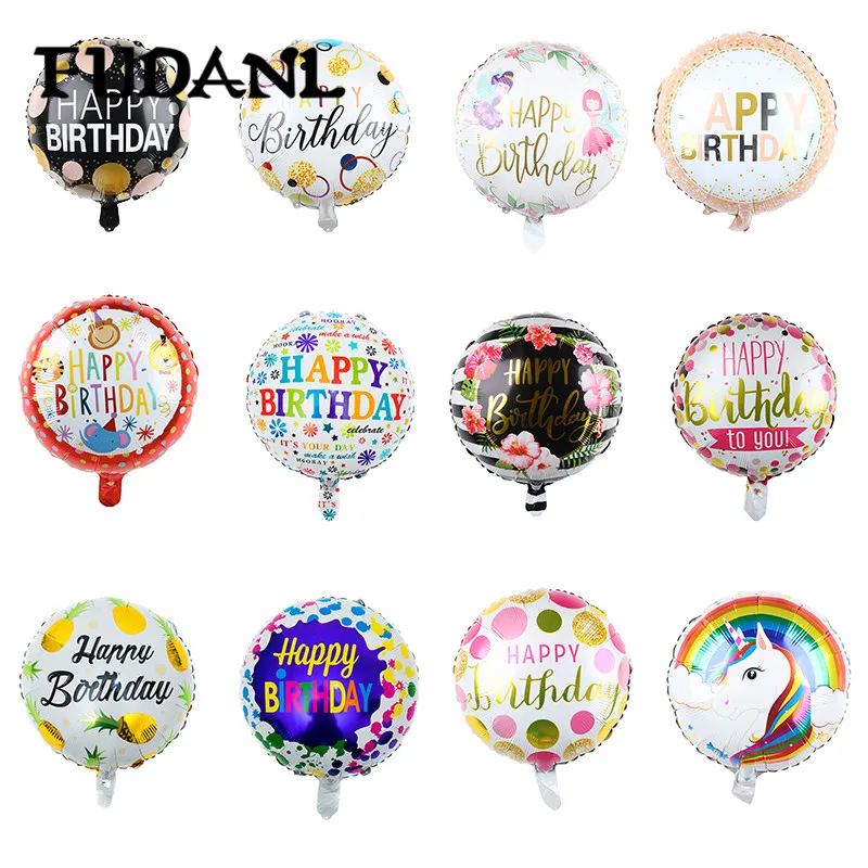 

10PC 18Inch Round Foil Balloon Happy Birthday Helium Balls Birthday Party Decorations kids air globos baby shower Safety Non-tox