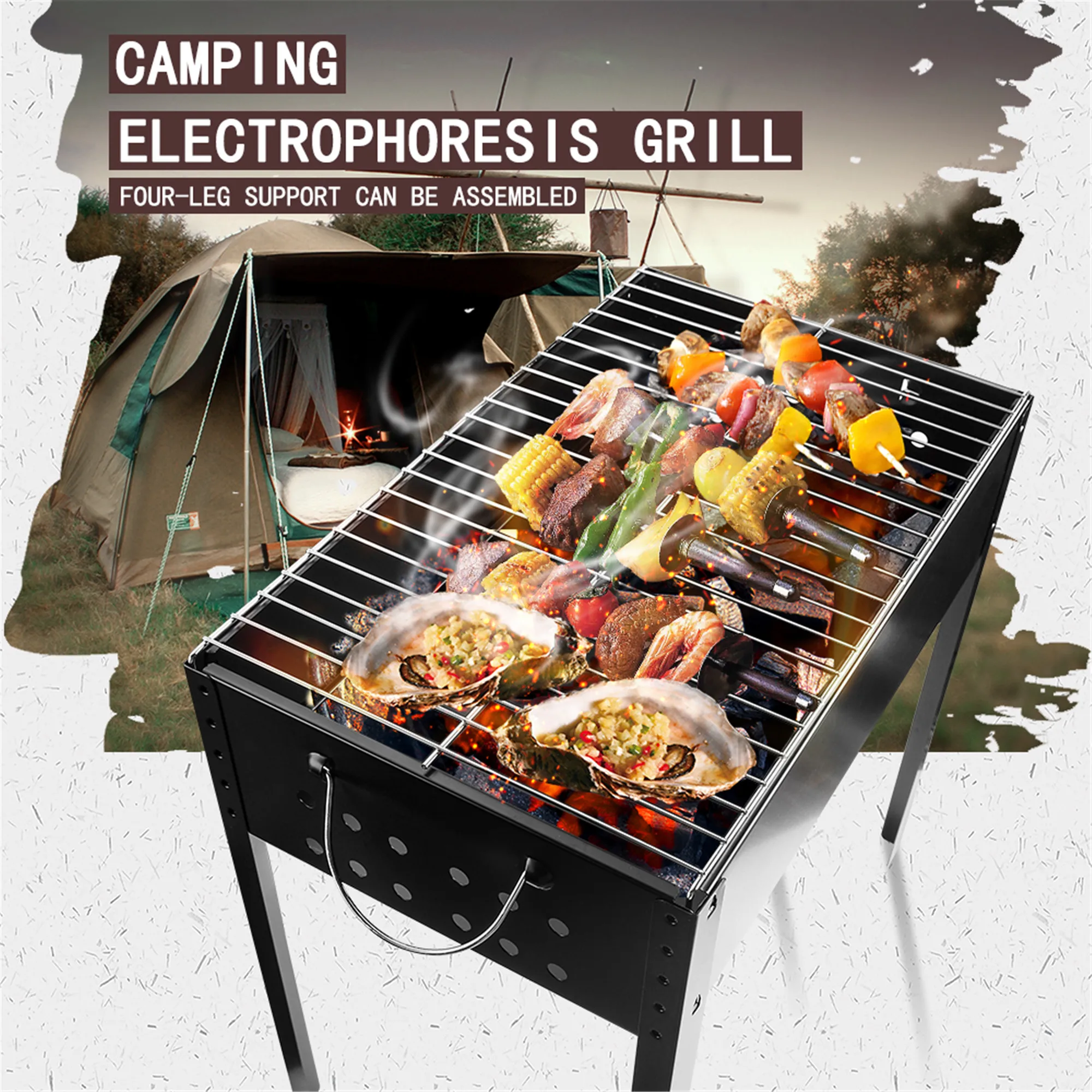 Угольный Гриль барбекю Портативный Открытый Кемпинг Пикник из нержавеющей стали