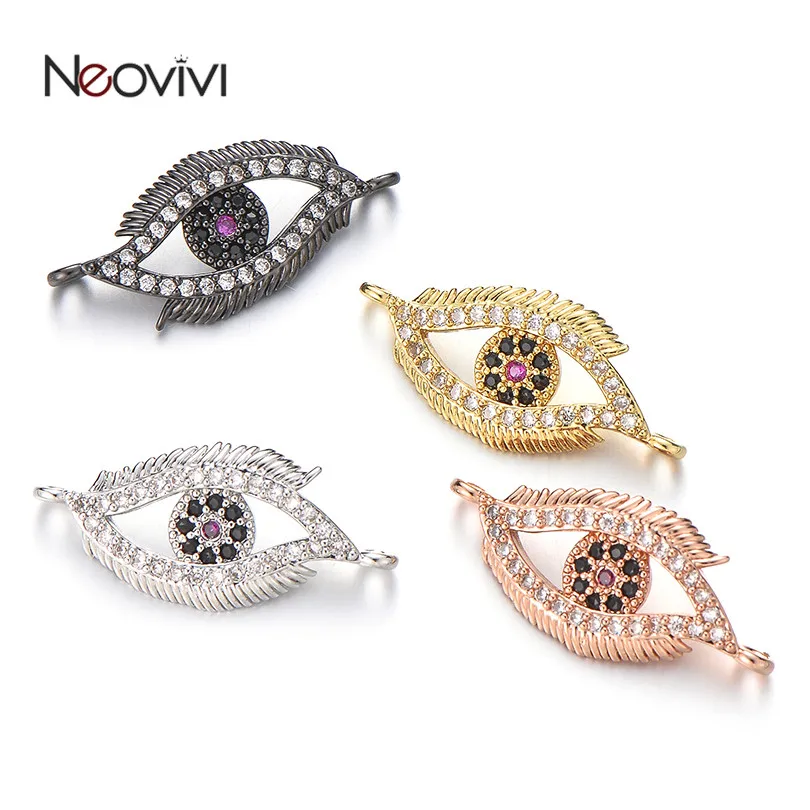 Neovivi большой греческий сглаза очаровательные микро паве белый черный цвет