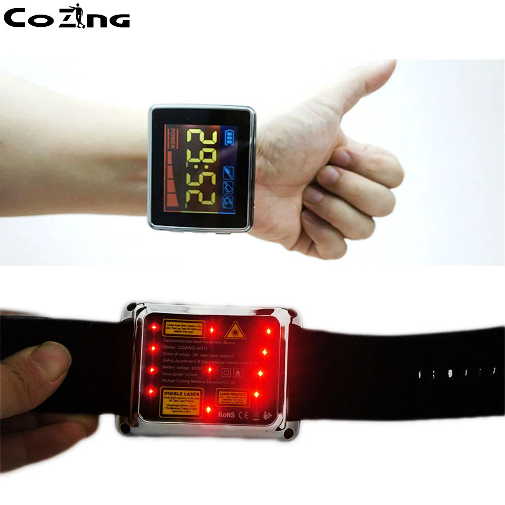 

COZING CE FDA 650nm Laser Therapy Wrist Diode LLLT For Diabetes Hypertension Treatment Watch Sinusitis Therapeutic Apparatus