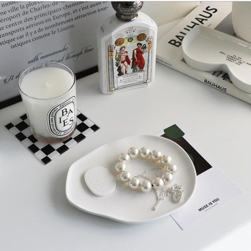 

2022 Homemade Ceramic Plate Photo Props Ins Blogger Recommended French Breakfast Plate Jewelry Storage Tray Nordic Kitchen