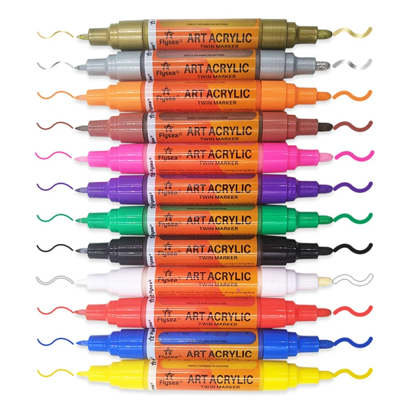 

12PCS/set Colorful Acrylic Graffiti Marker Pens Children Hand Painted Pen DIY Stationery Accessories