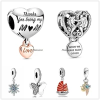 authentic 925 sterling silver love you mum heart thanks for being my mum charm beads fit pandora bracelet necklace jewelry