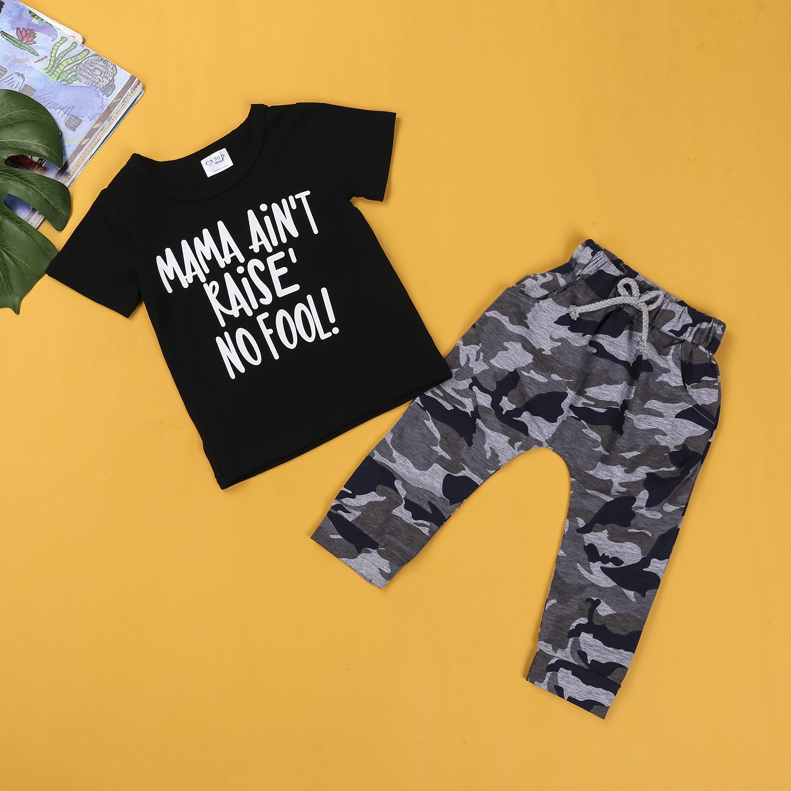 2-6 лет детский Камуфляжный костюм из топа и брюк |