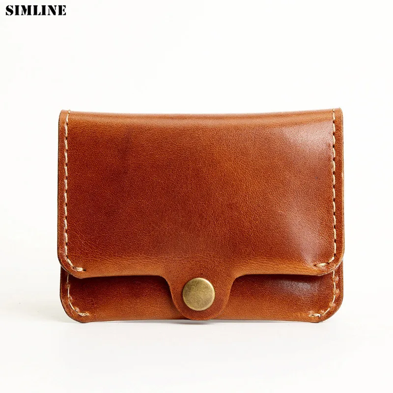 Мужской держатель для кредитных карт из 100% натуральной кожи винтажный короткий