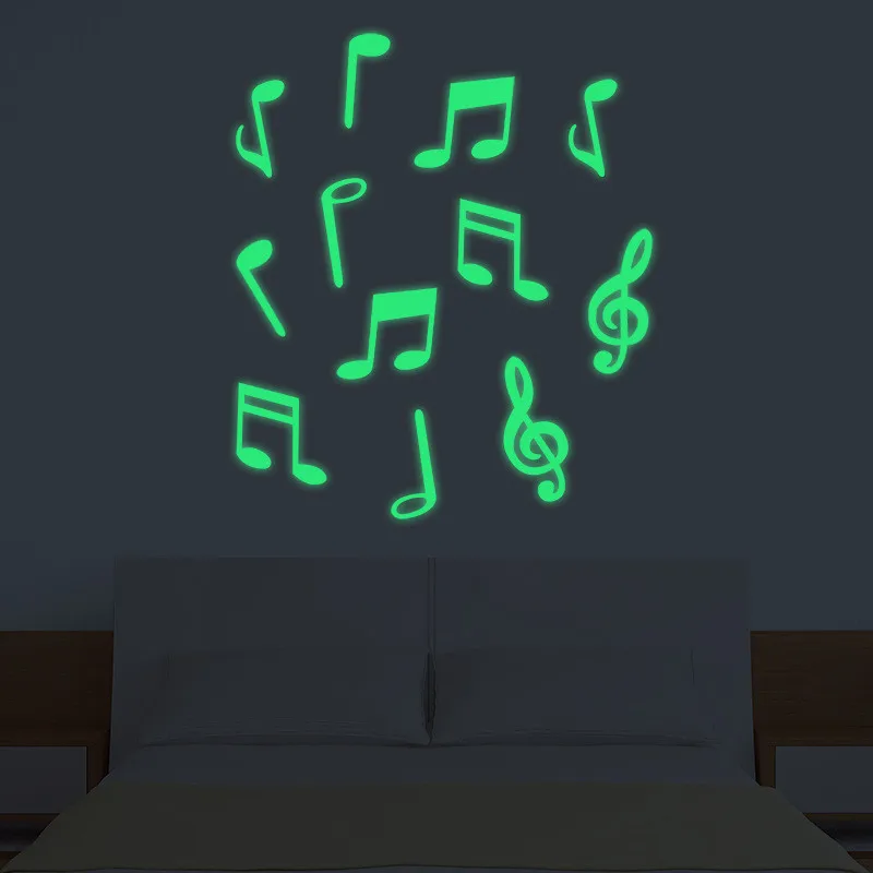 Светящиеся Настенные стикеры в виде музыкальных нот 1 упаковка|Наклейки на стену|