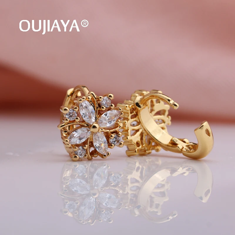 OUJIAYA новые свадебные серьги с белым цветком женские золотые капли натуральный