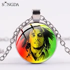 Ямайского рэгги певица Боб Марли, массивное ожерелье в стиле хип-хоп, с изображениями музыкальной, ювелирное изделие, подарок Мода для мужчин женское ожерелье с длинной цепью