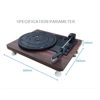 wood color record retro player portable audio gramophone turntable disc vinyl audio rca rl 3 5mm output eu plug