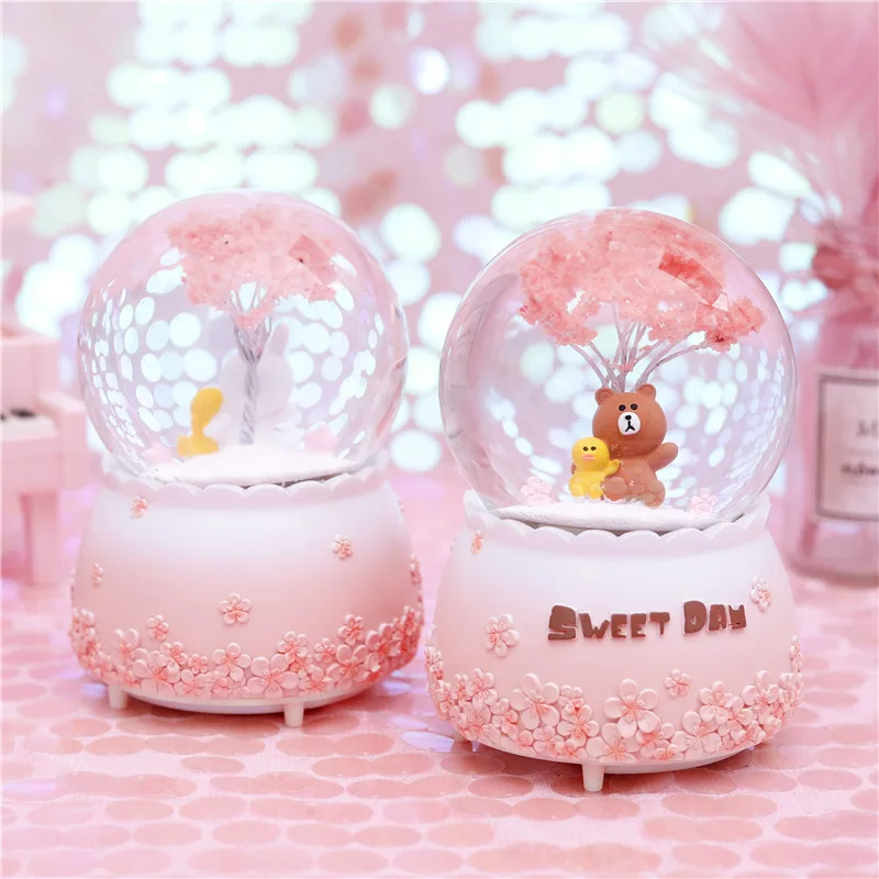 10*15 8 см снежное освещение Хрустальные Глобусы медведь стеклянная музыкальная