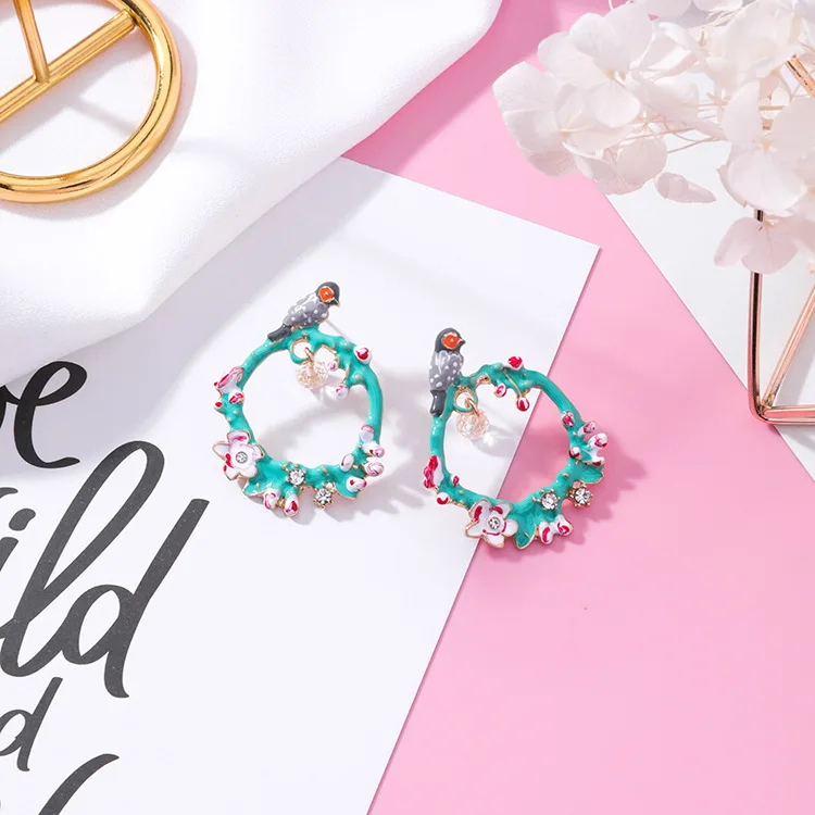 JZTOP 2019 Модные женские длинные серьги гвоздики очаровательные эмалевые в виде