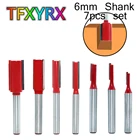 Набор фрез, комплект из 7 фрез по дереву с прямым хвостовиком 6 мм