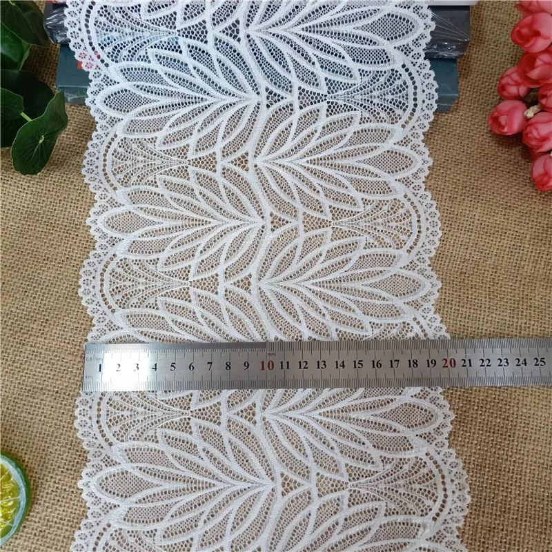 E2895 ширина 20 см высококачественное эластичное цветное кружево цвета слоновой