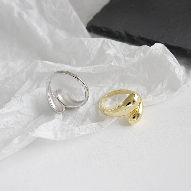 AsinLove 18k золото минималистский гладкой капли воды кольца реальные 925 пробы